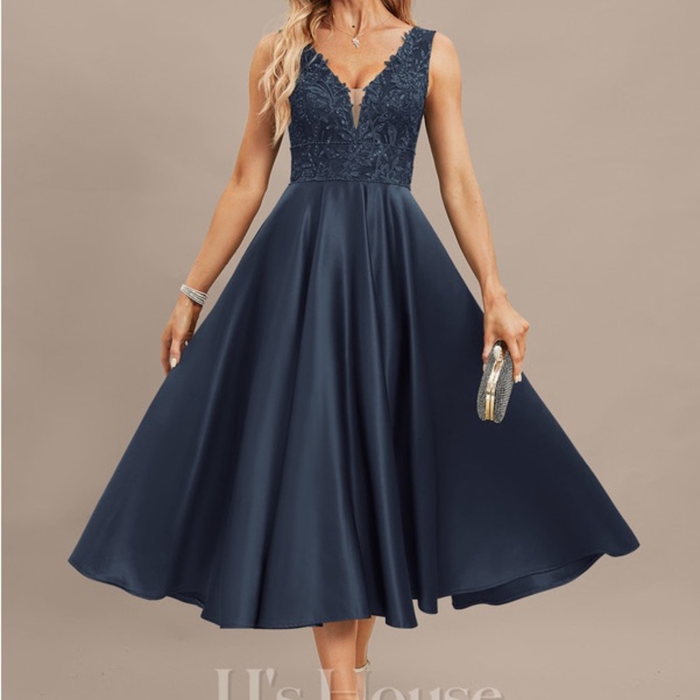 JJs House Navy Lace Midi Dress